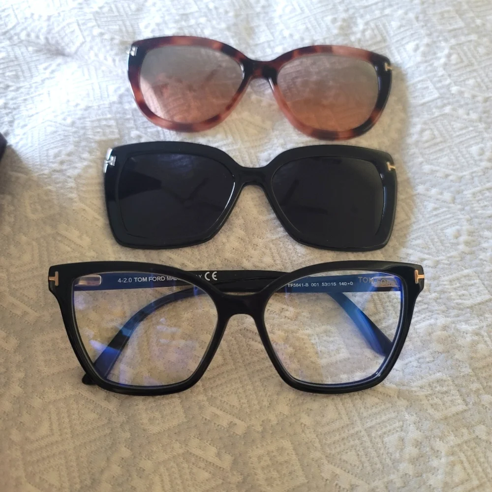 Tom Ford glasses with Sunglass Clip-Ons - Picture 1 of 10